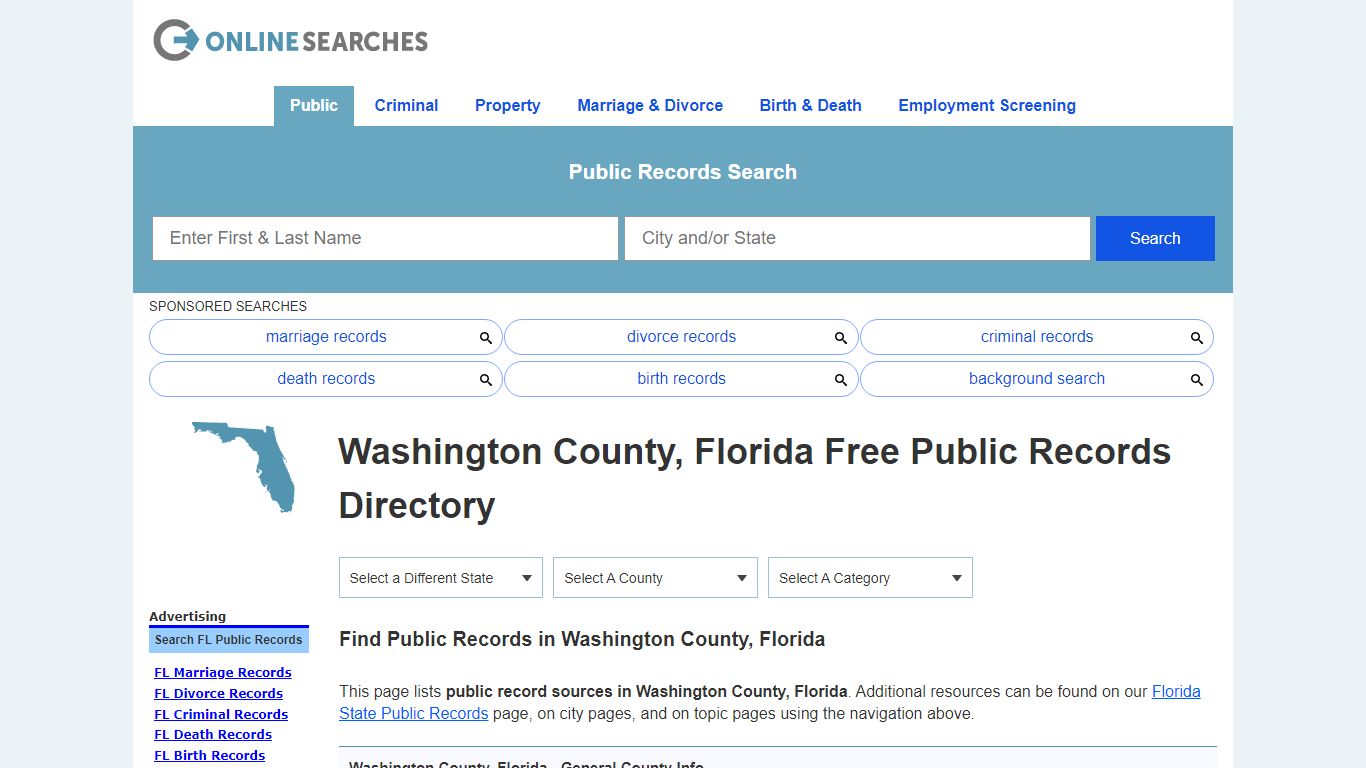 Washington County, Florida Public Records Directory