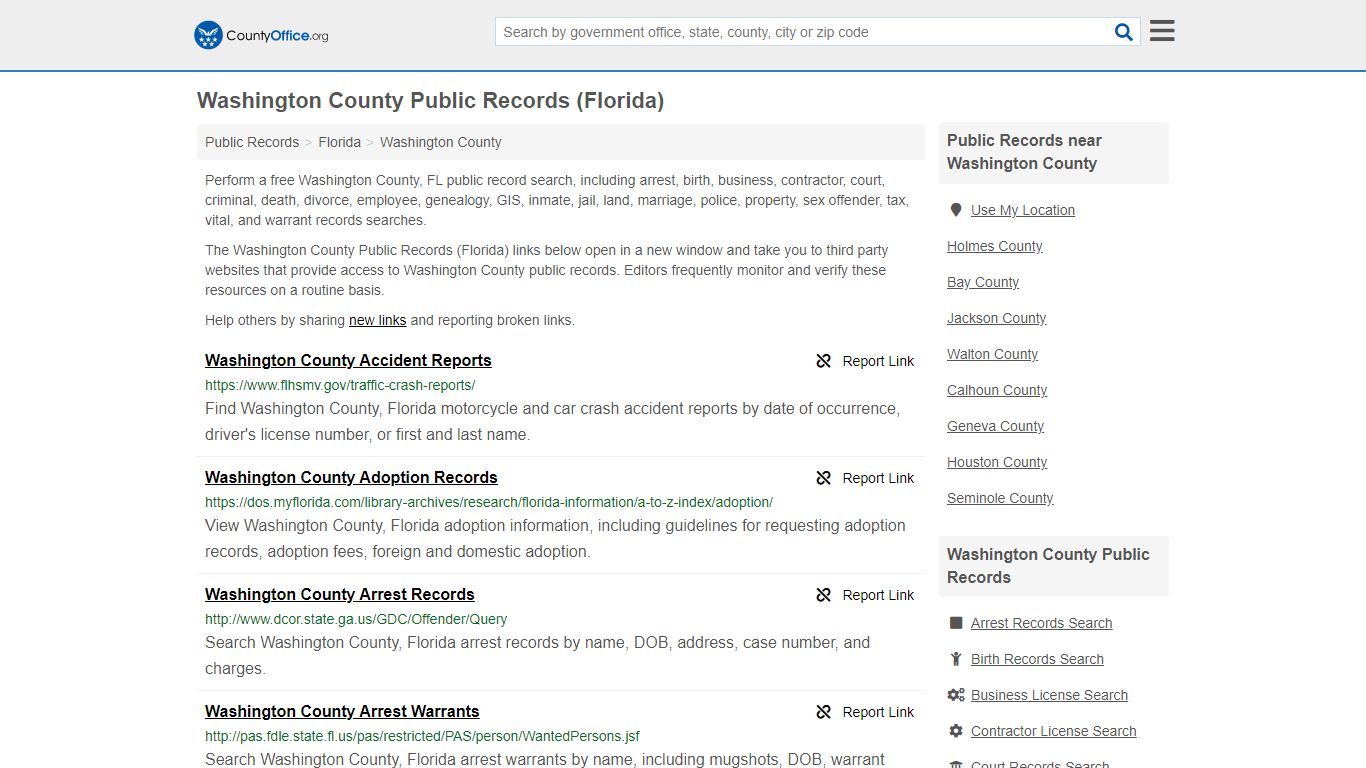 Public Records - Washington County, FL (Business, Criminal ...